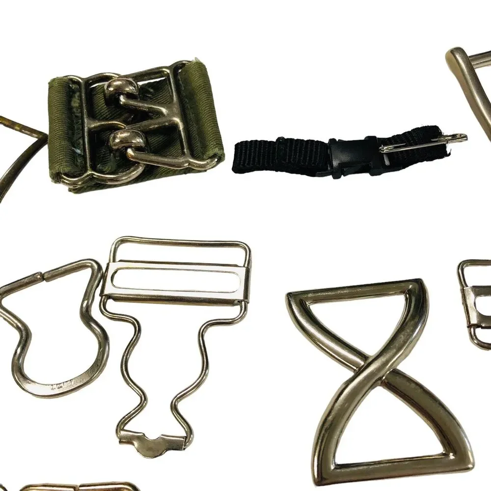 Belt Buckles Scarf Slides Vintage Lot of 39 Metal Plastic Cloth